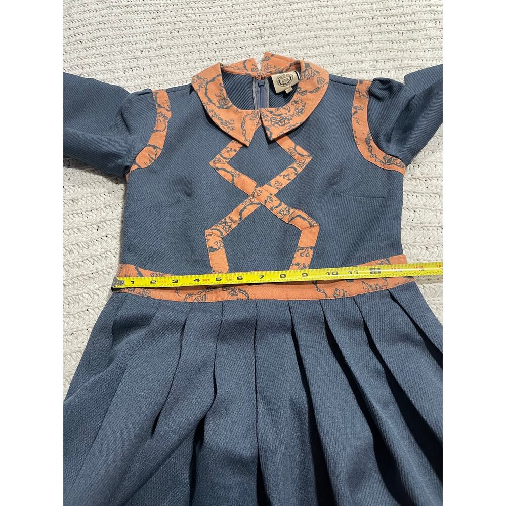 Family Affairs Maeve Dress Womens XS Long Sleeve Twill Blue Fit N Flare MSRP$376 - Picture 4 of 13